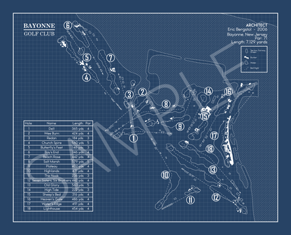 Bayonne Golf Club Blueprint (Print)