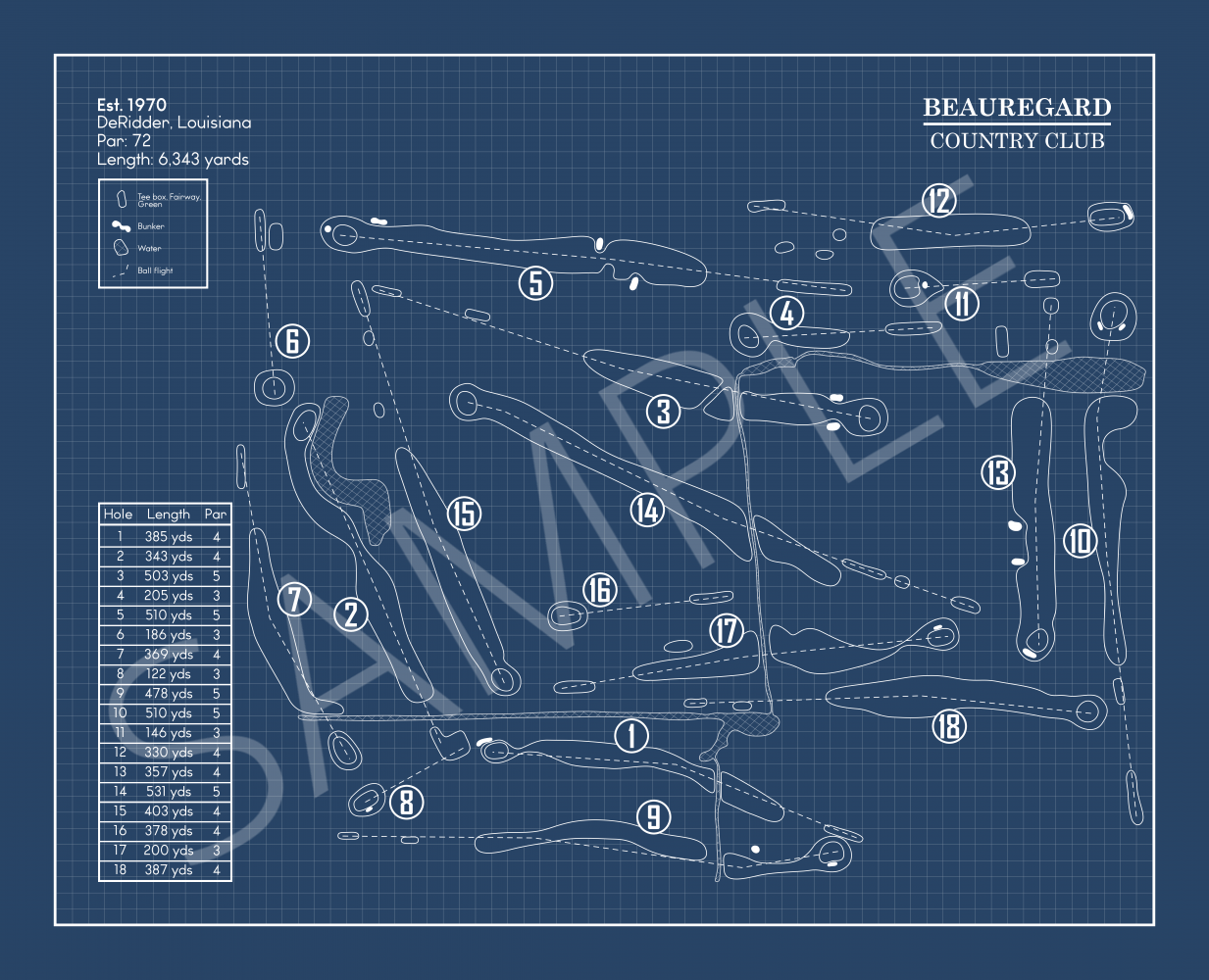 Beauregard Country Club Blueprint (Print)