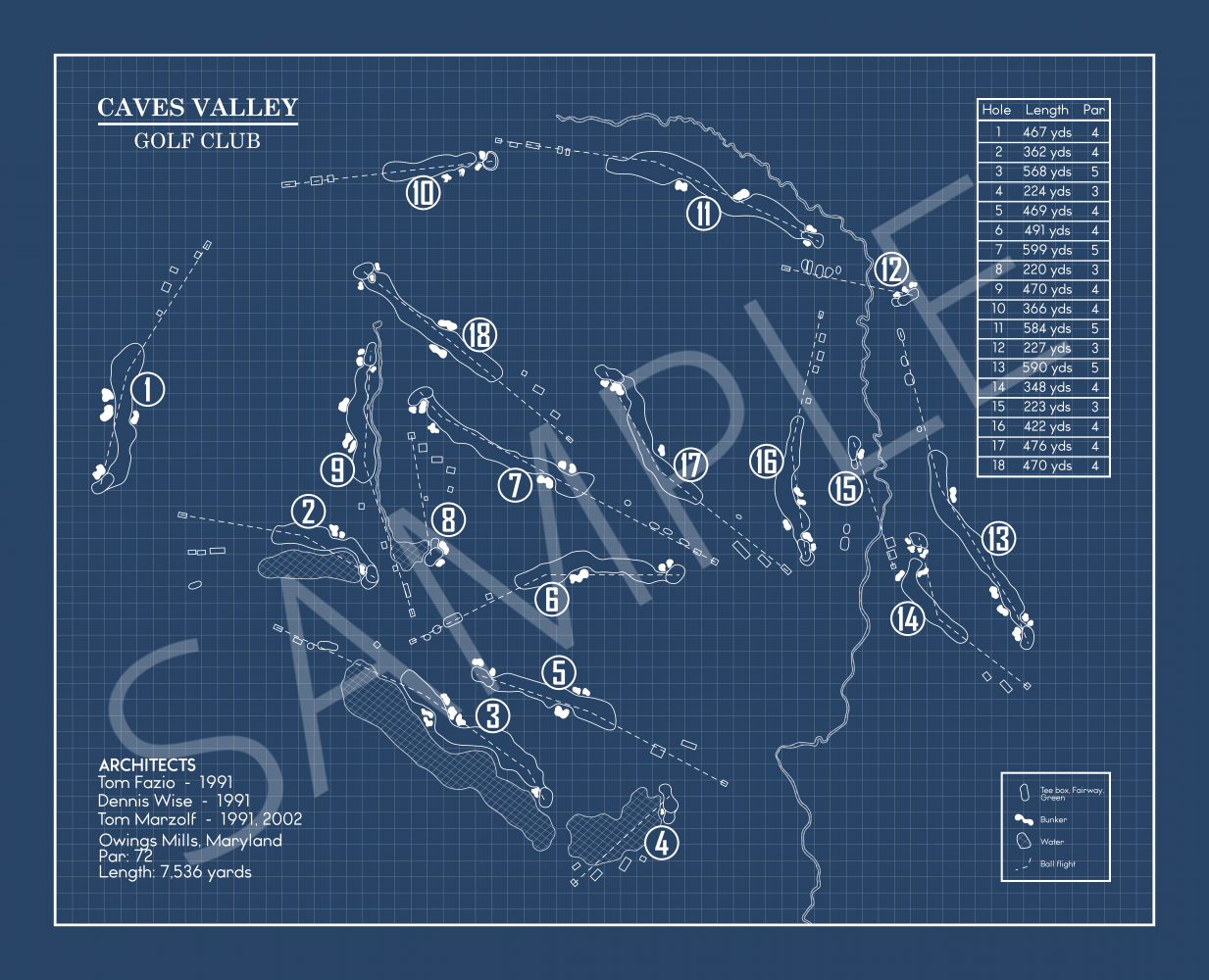 Caves Valley Golf Club Blueprint (Print)