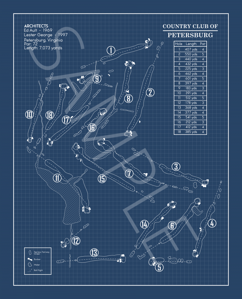 Country Club of Petersburg Blueprint (Print)