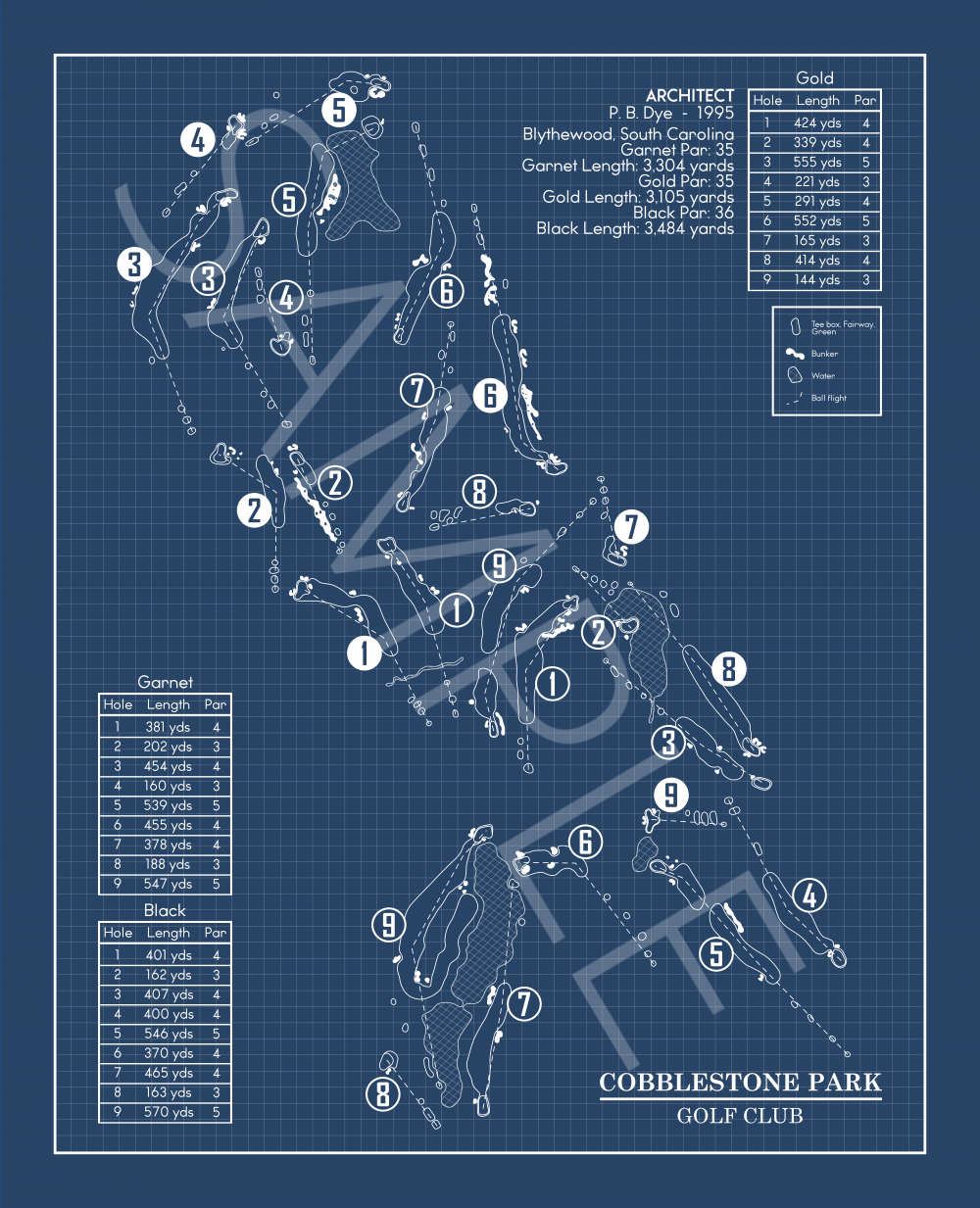 Cobblestone Park Golf Club Blueprint (Print)