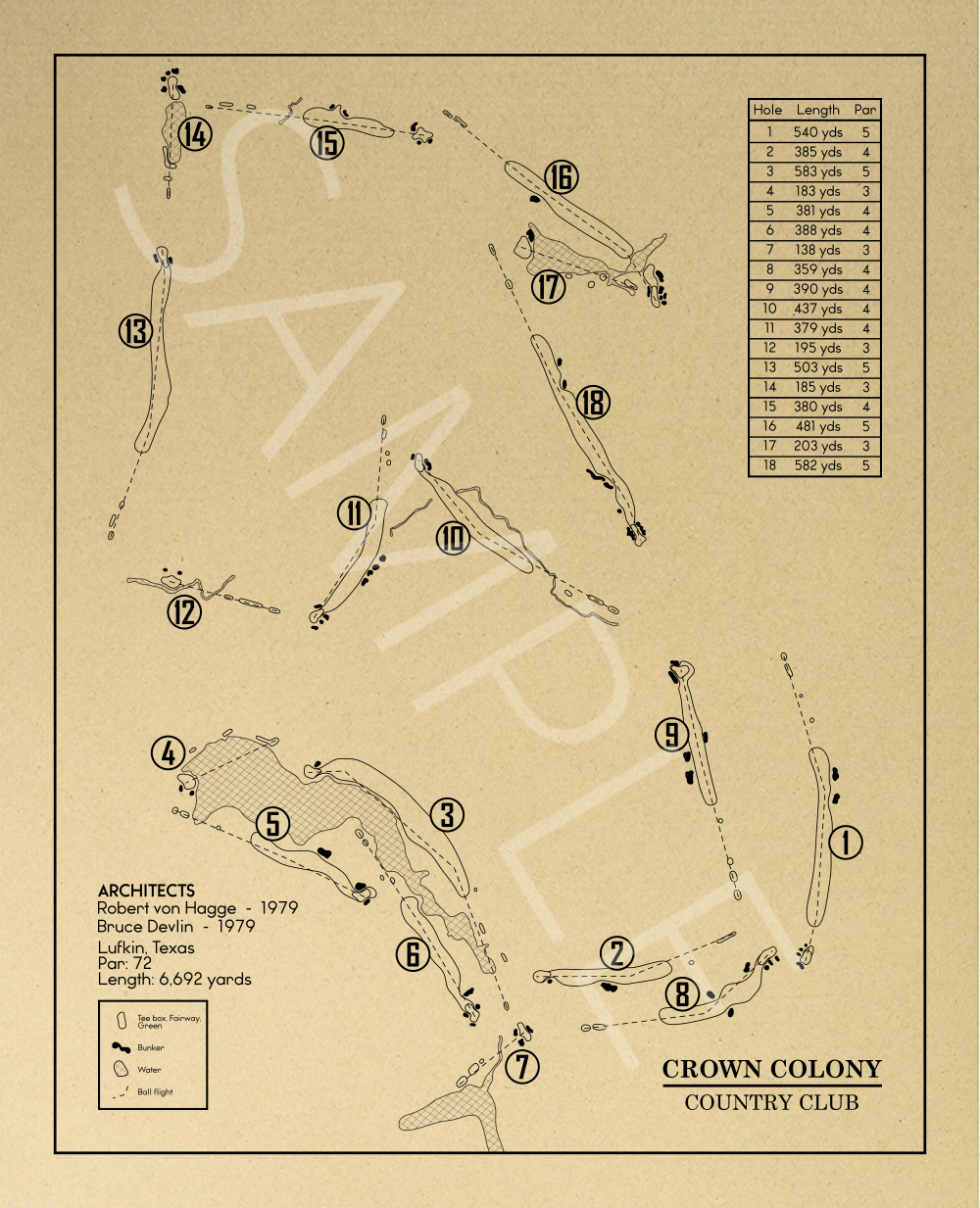 Crown Colony Country Club Outline (Print)