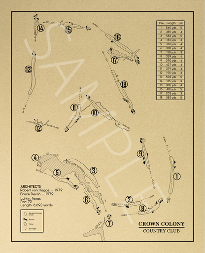 Crown Colony Country Club Outline (Print)
