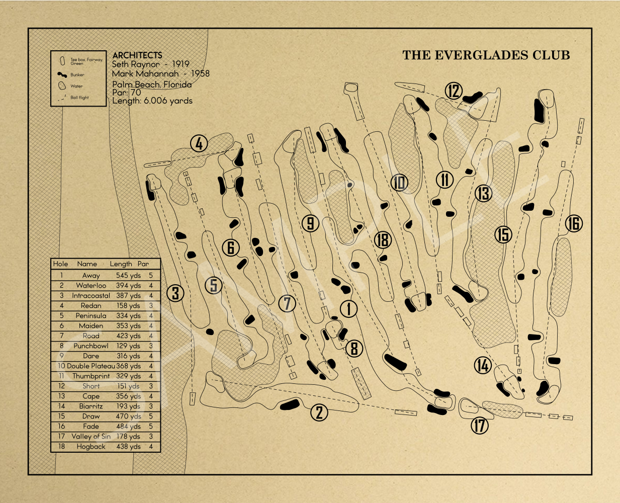 The Everglades Club Outline (Print)