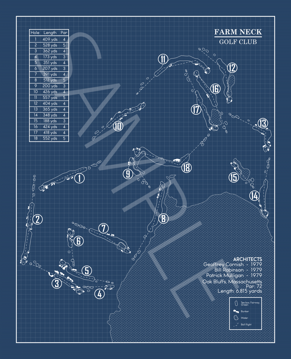 Farm Neck Golf Club Blueprint (Print)