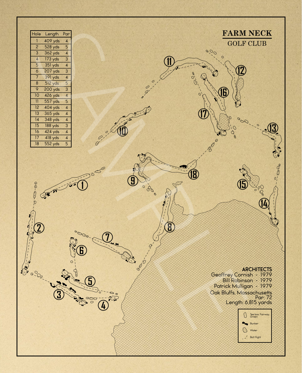 Farm Neck Golf Club Outline (Print)
