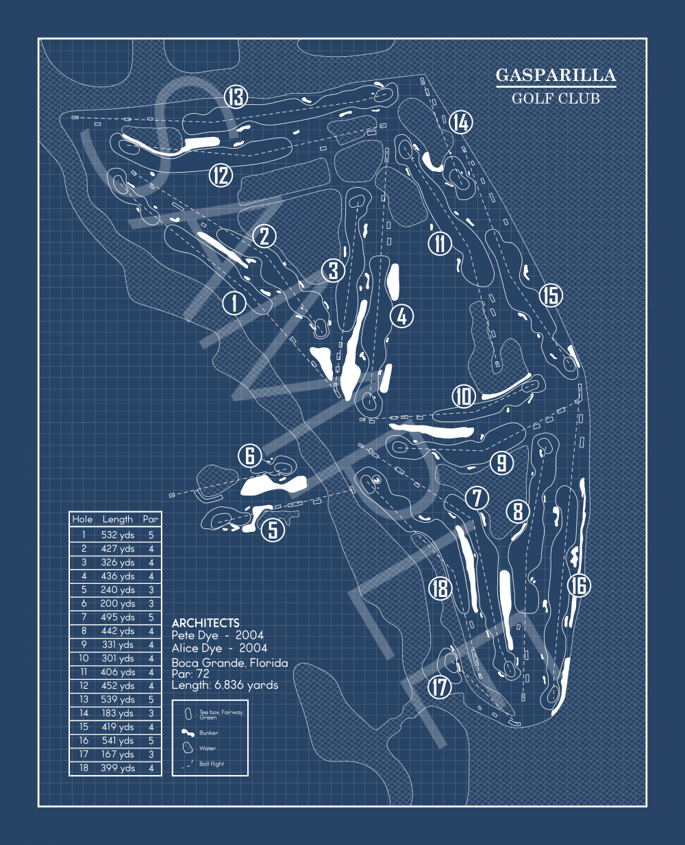 Gasparilla Golf Club Blueprint (Print)