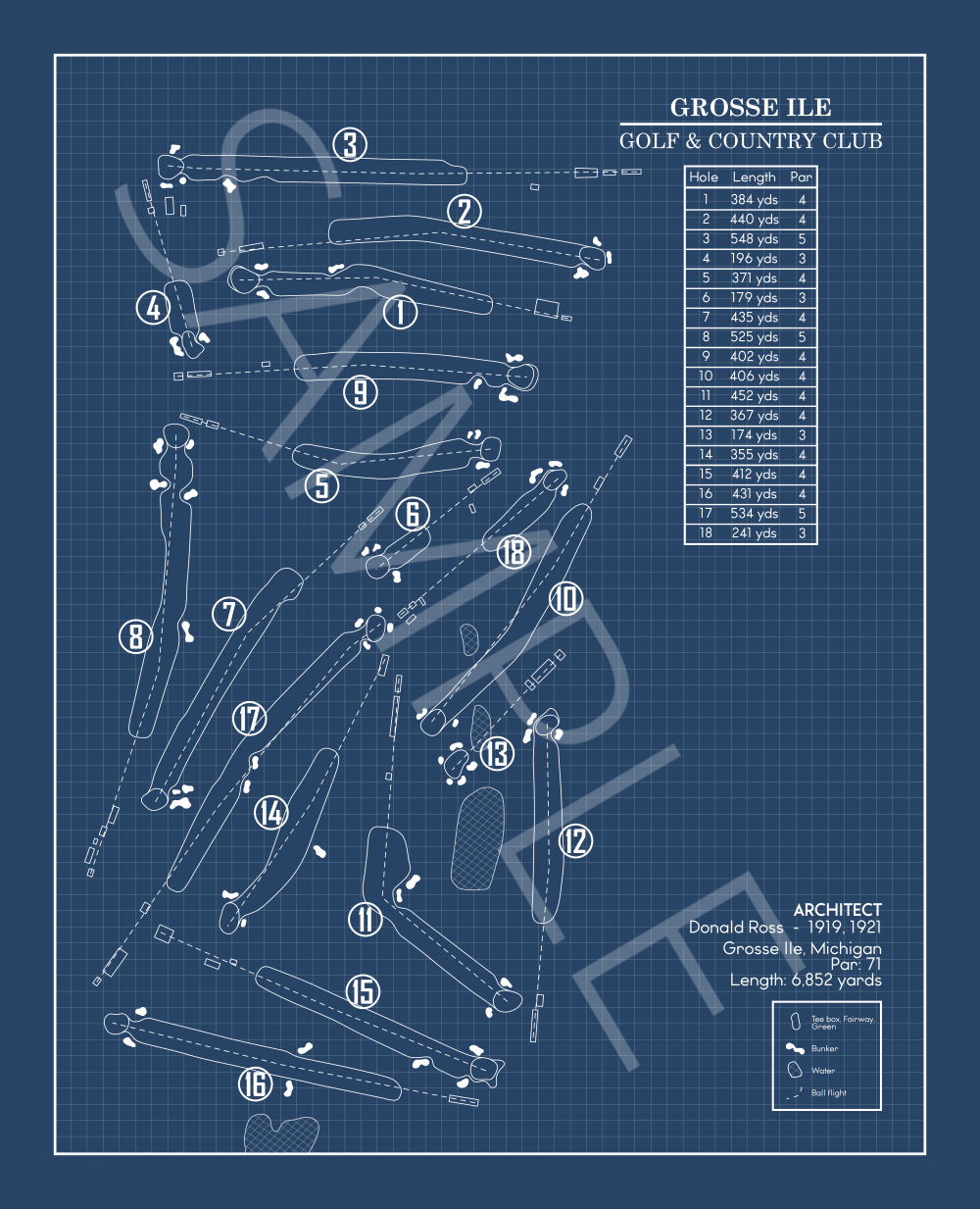 Grosse Ile Golf & Country Club Blueprint (Print)