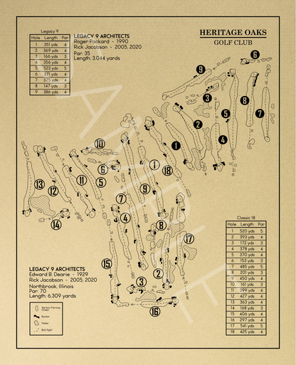 Heritage Oaks Golf Club Outline (Print)