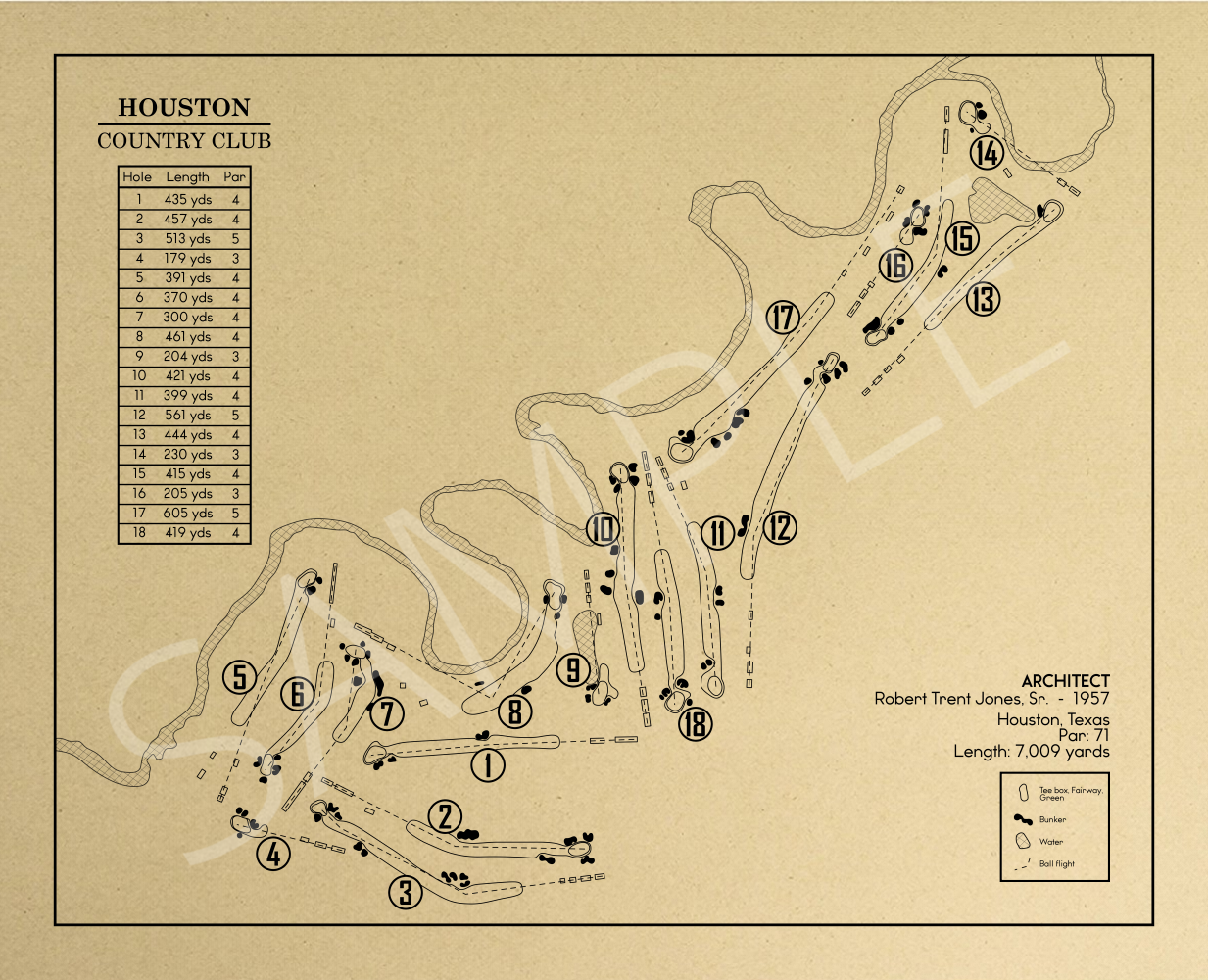 Houston Country Club Outline (Print)