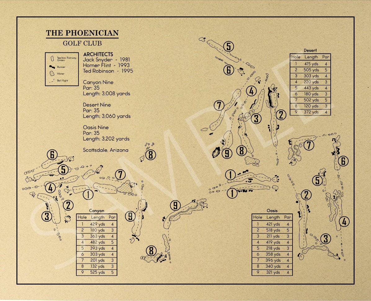 The Phonician Golf Club - 27 Hole Layout - Outline (Print)