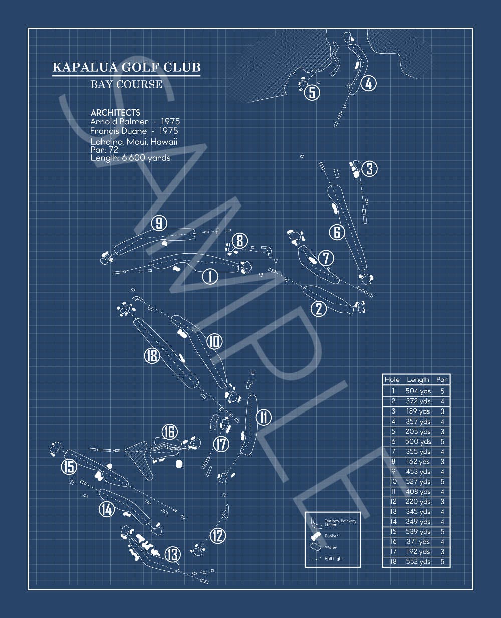 Kapalua Golf Club - Bay Course Blueprint (Print)
