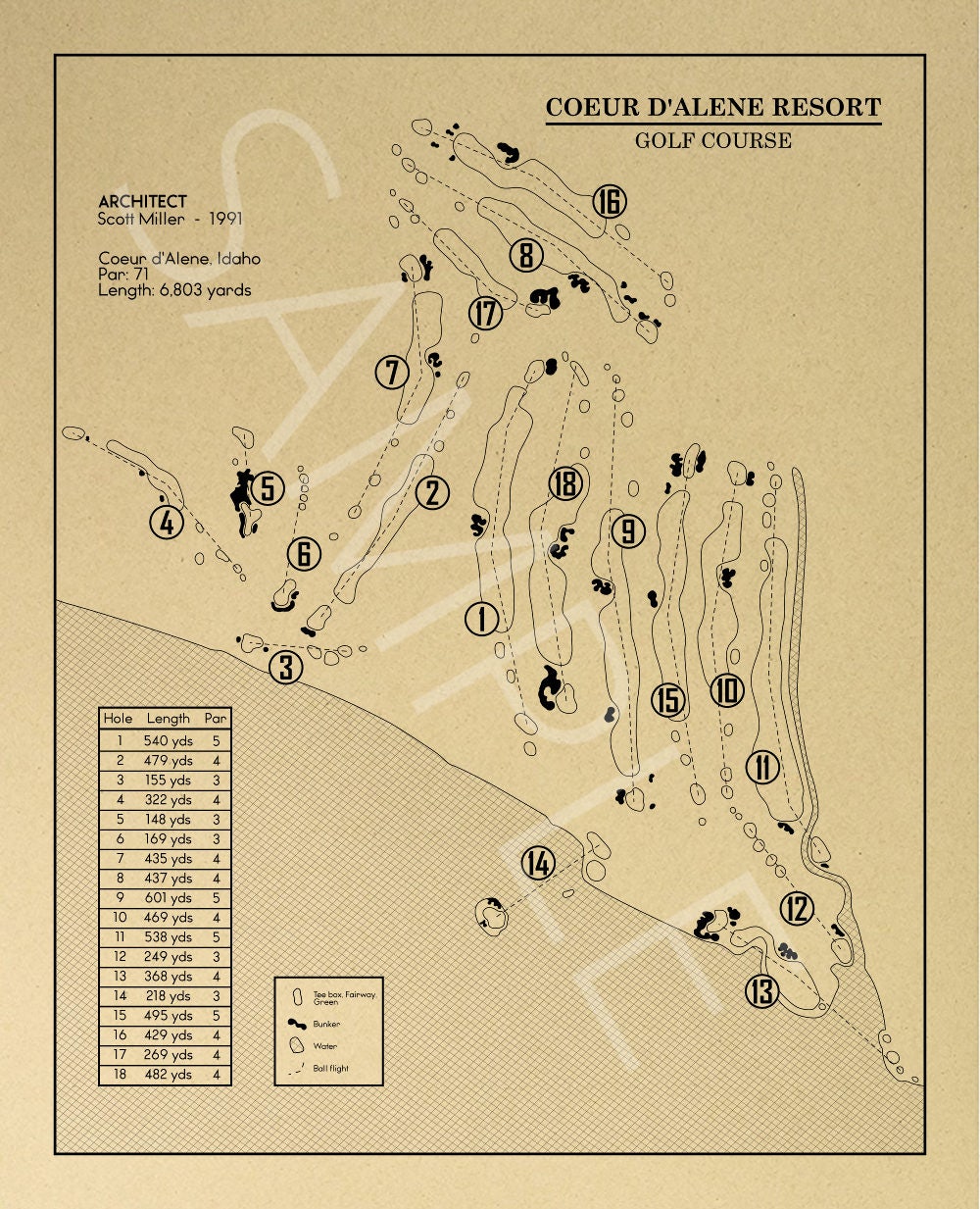 The Coeur d'Alene Resort Club Course Outline (Print)