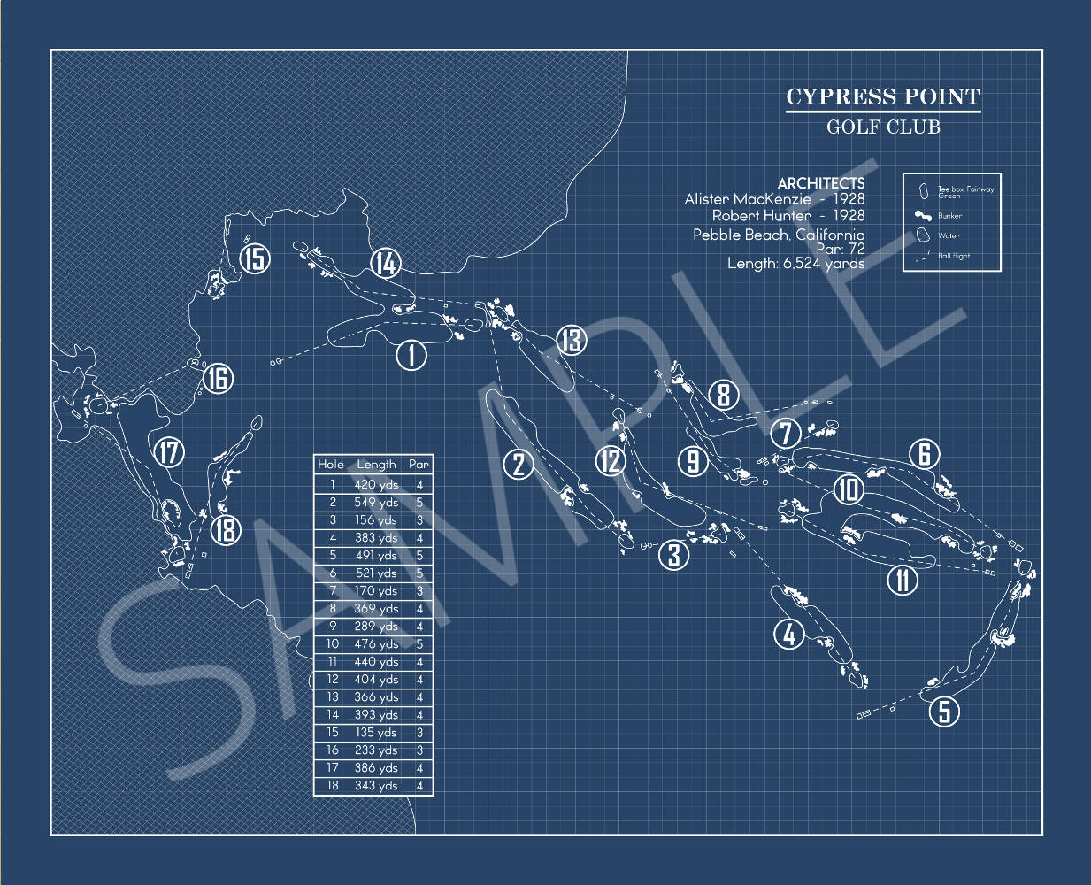 Cypress Point Golf Club Blueprint (Print)