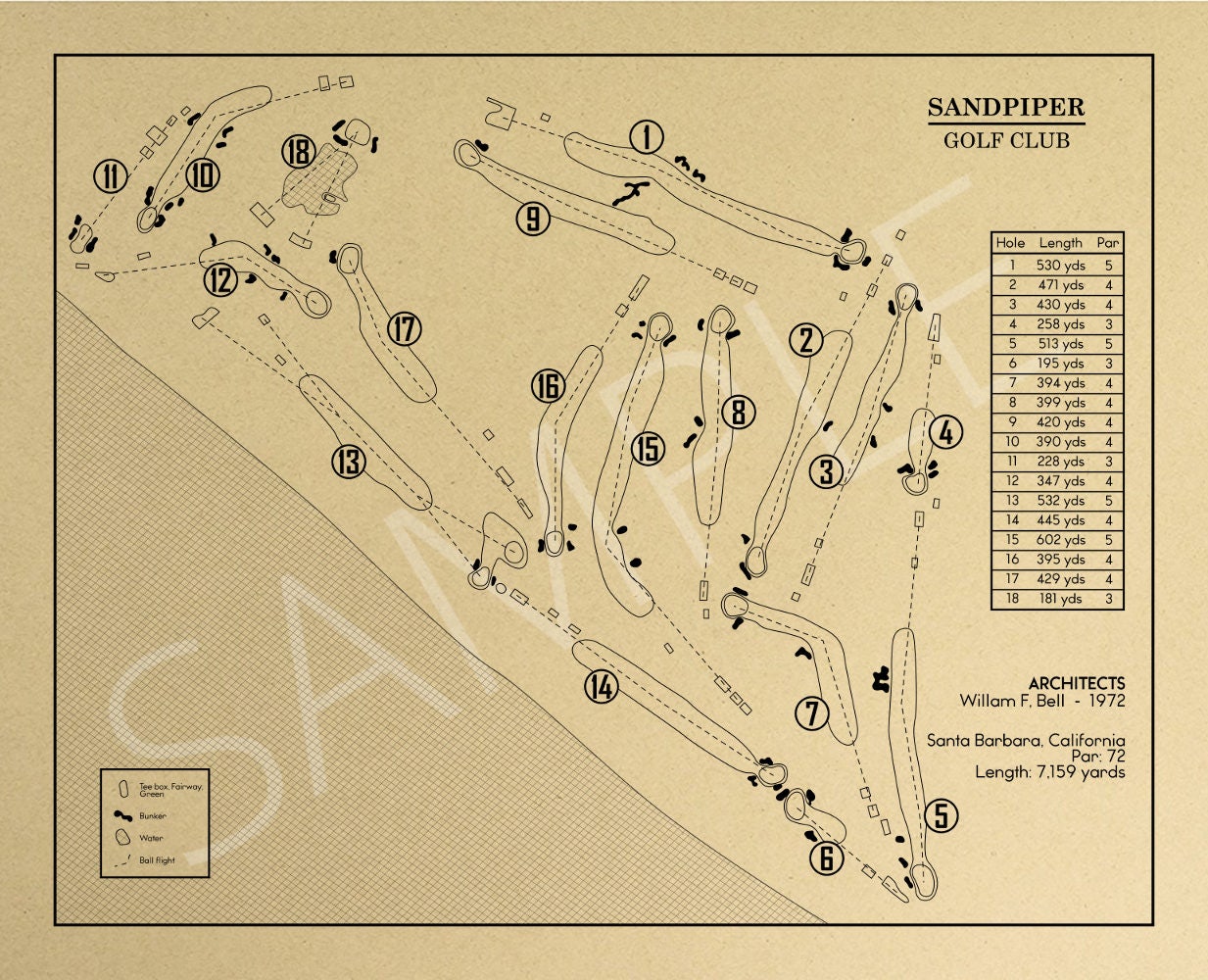 Sandpiper Golf Club Outline (Print)