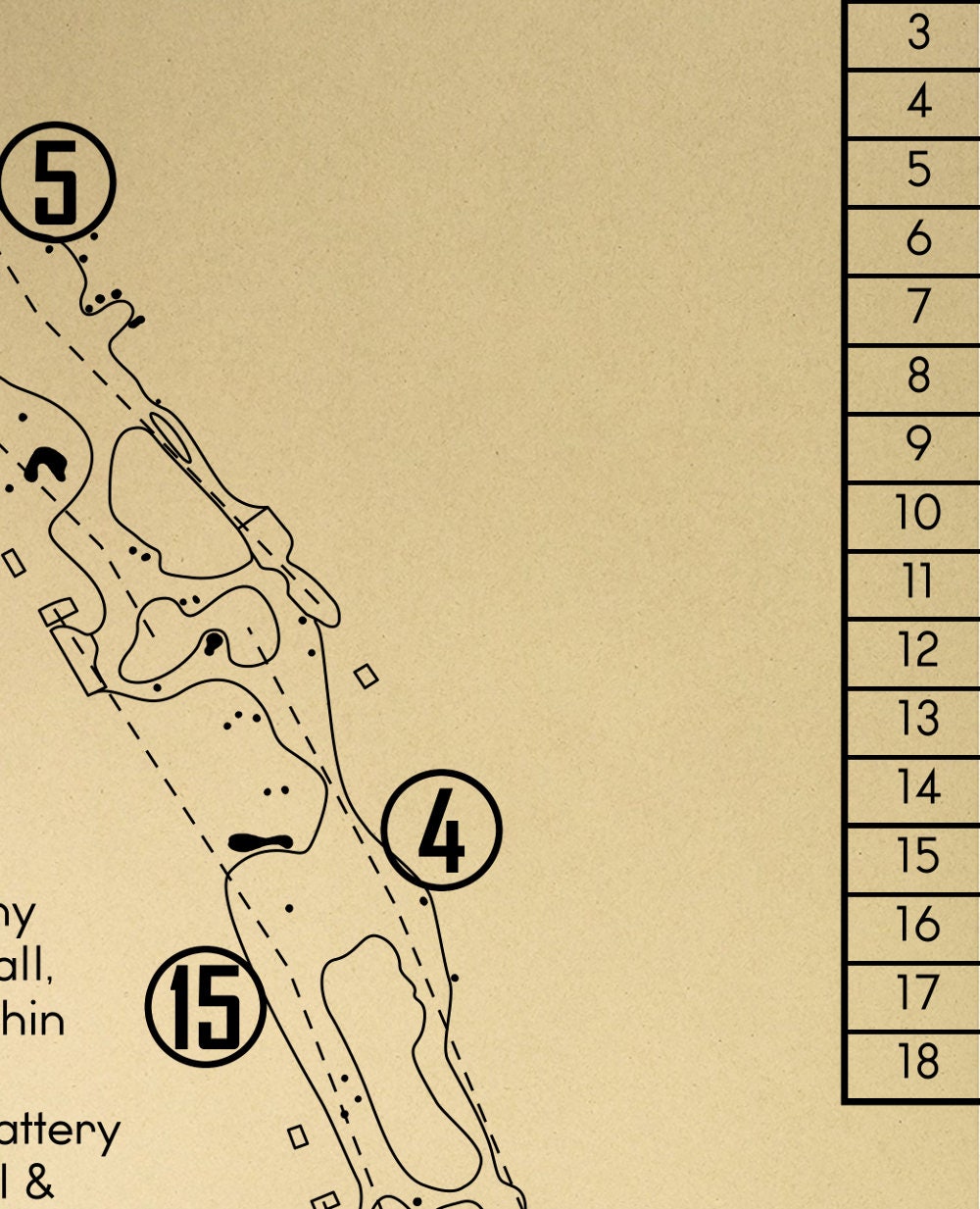 The Old Course with the Original 13 Rules of Golf Outline (Print)