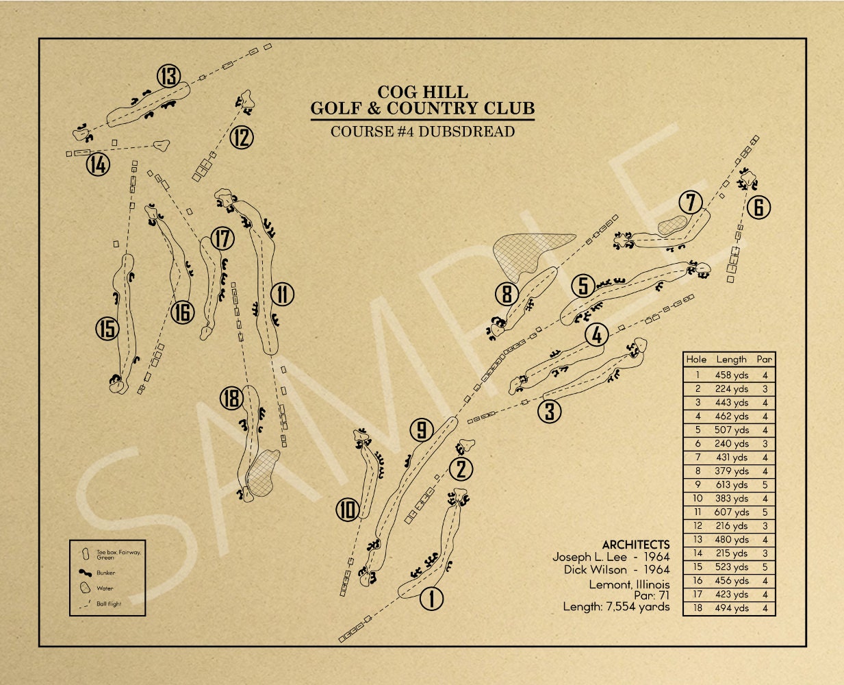 Cog Hill Course #4 Dubsdread Outline (Print)