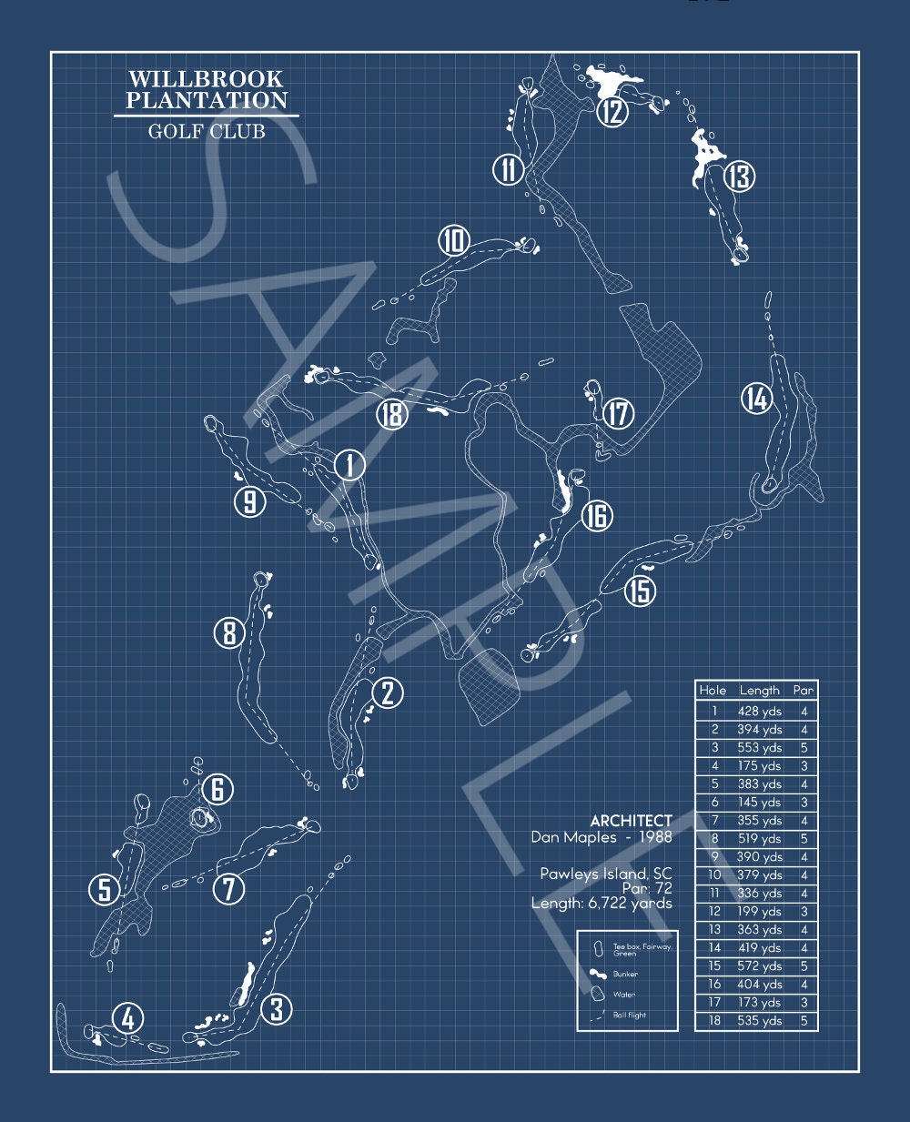 Willbrook Plantation Golf Club Blueprint (Print)