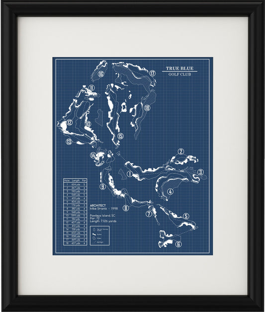 True Blue Golf Club Blueprint (Print)