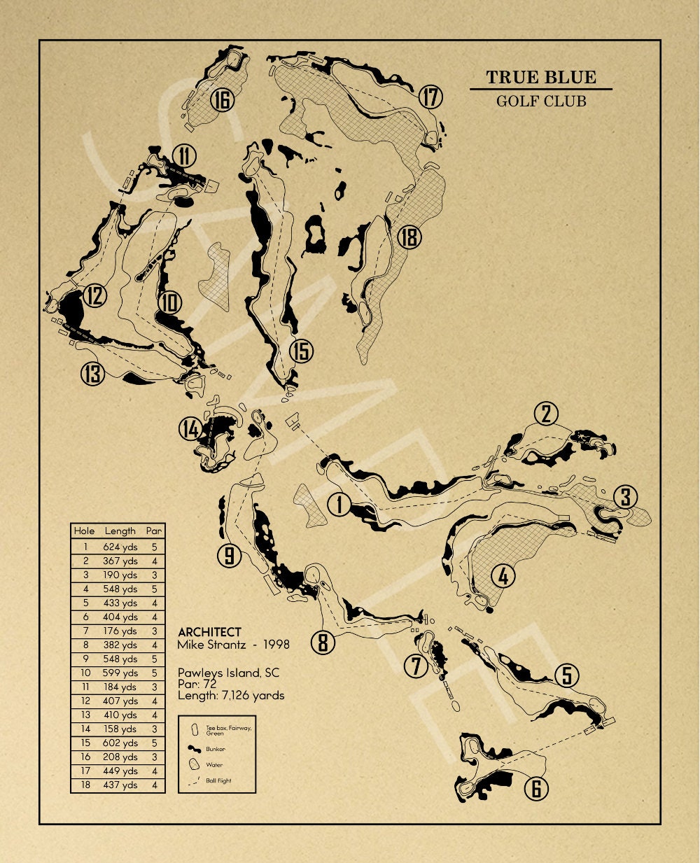 True Blue Golf Club Outline (Print)