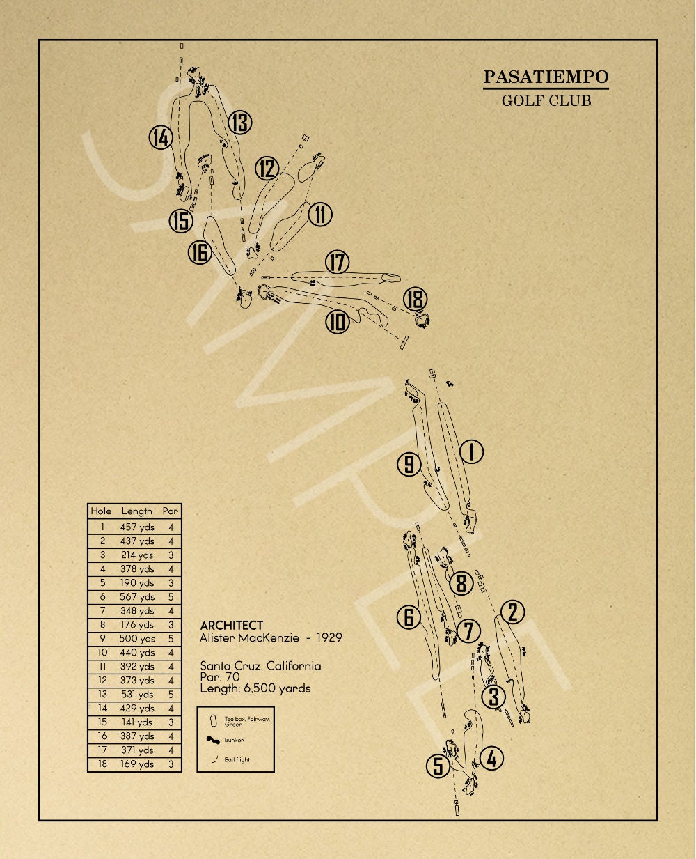 Pasatiempo Golf Club Outline (Print)