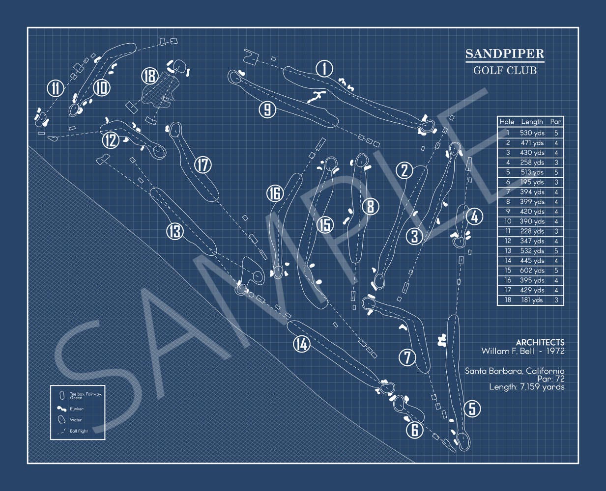 Sandpiper Golf Club Blueprint (Print)
