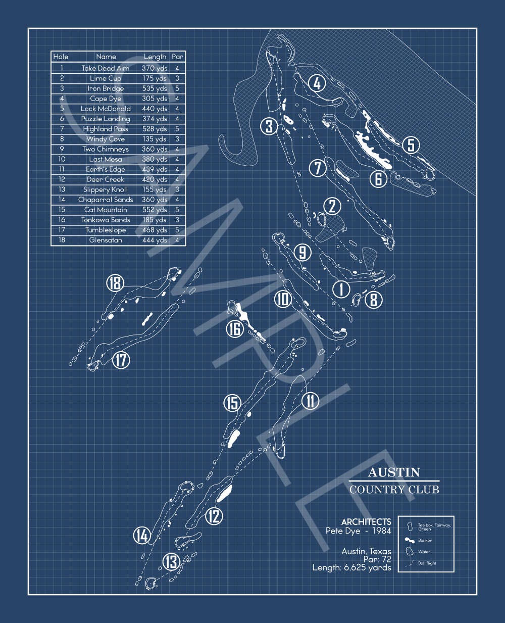 Austin Country Club Blueprint (Print)