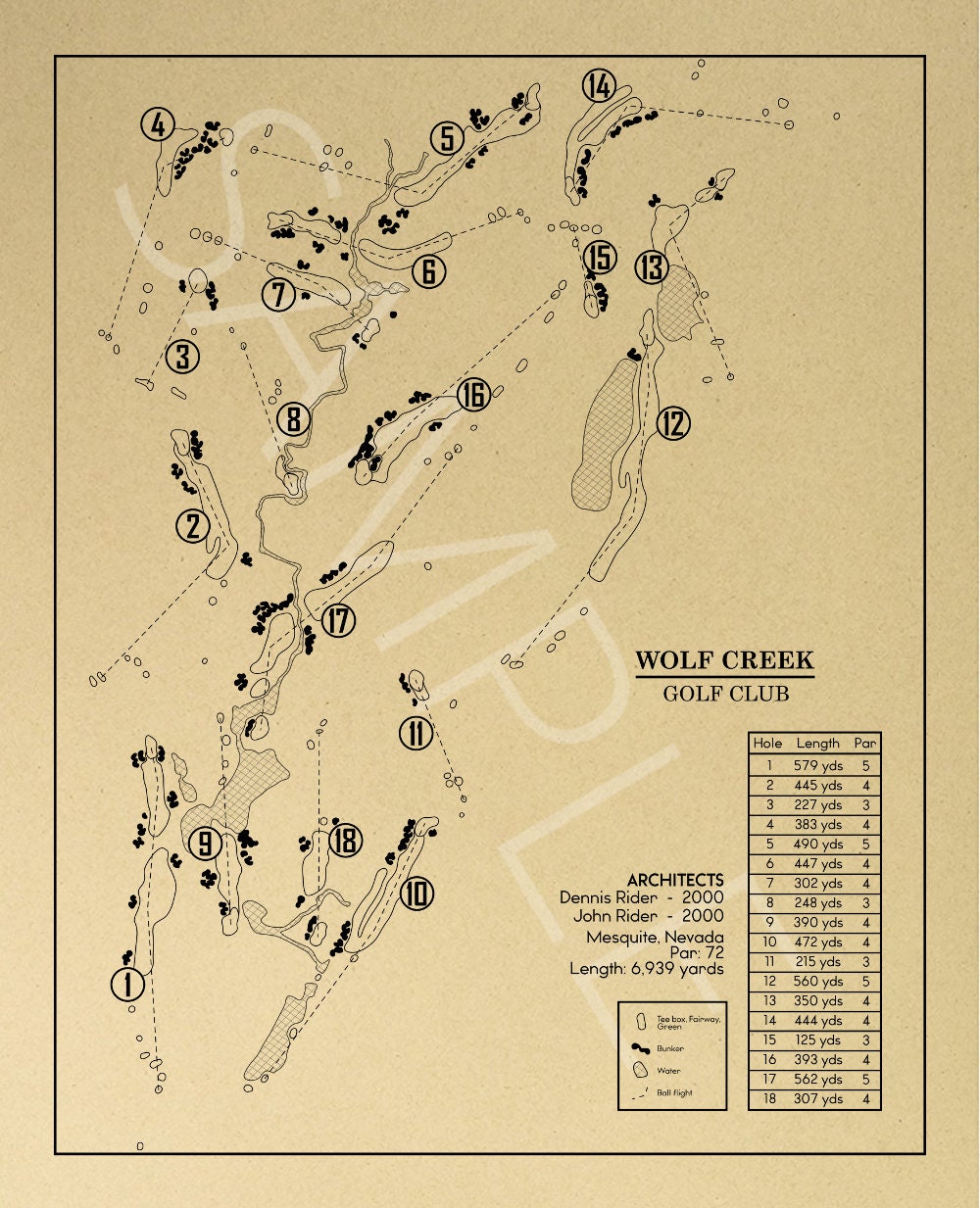 Wolf Creek Golf Club Outline (Print)