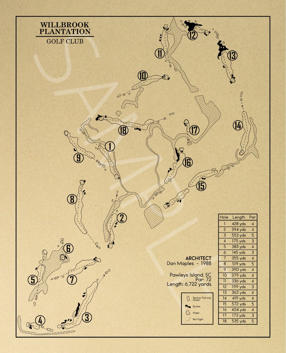Willbrook Plantation Golf Club Outline (Print)