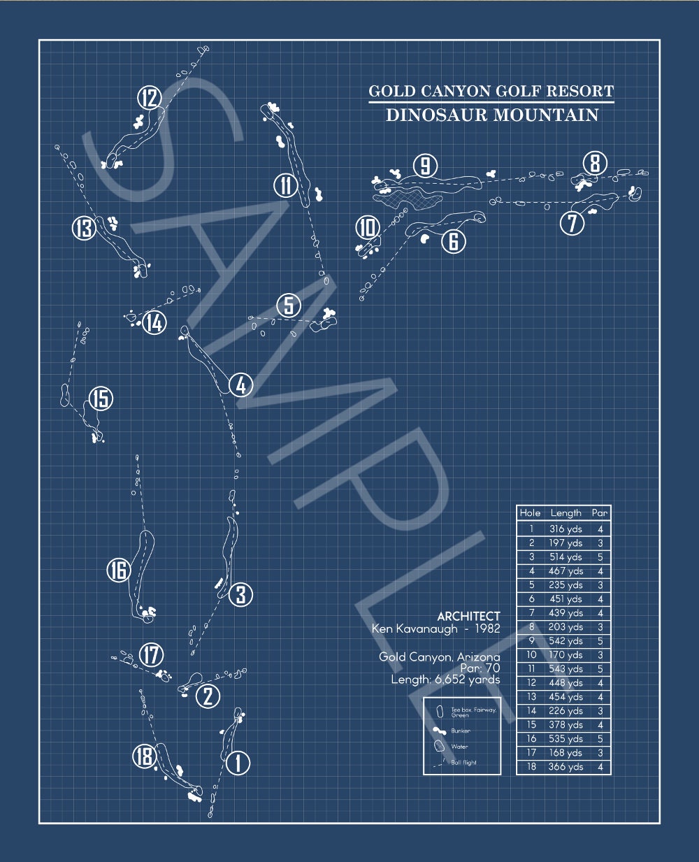 Dinosaur Mountain Course at Gold Canyon Blueprint (Print)