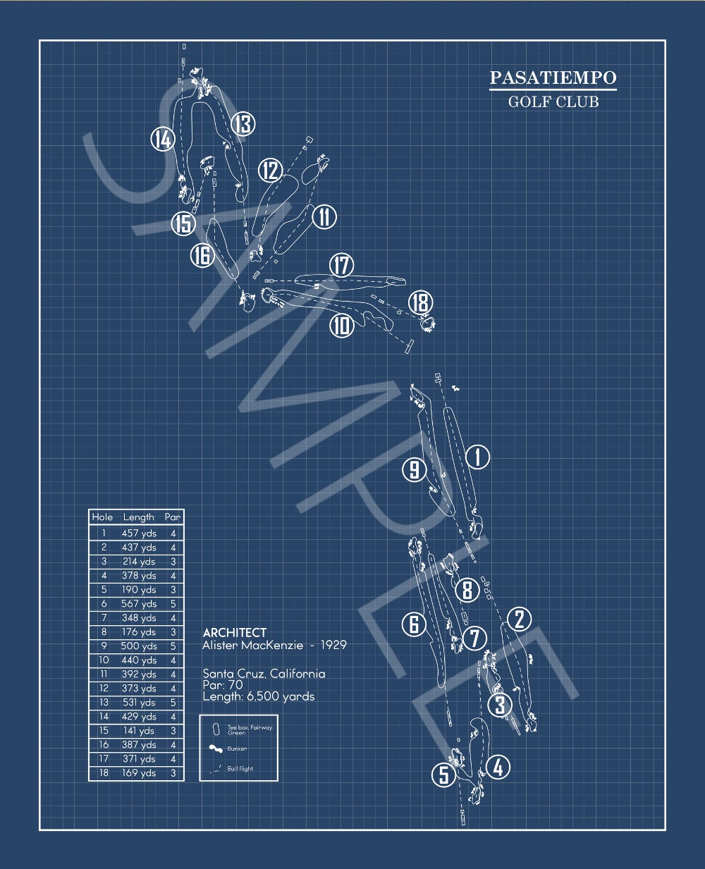 Pasatiempo Golf Club Blueprint (Print)