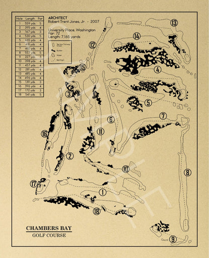 Chambers Bay Golf Course Outline (Print)