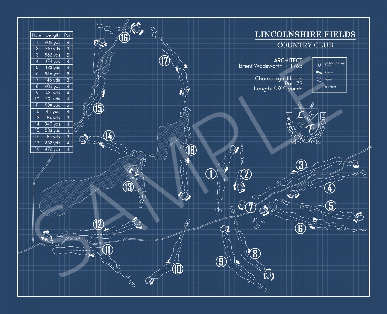 Lincolnshire Fields Country Club Blueprint (Print)