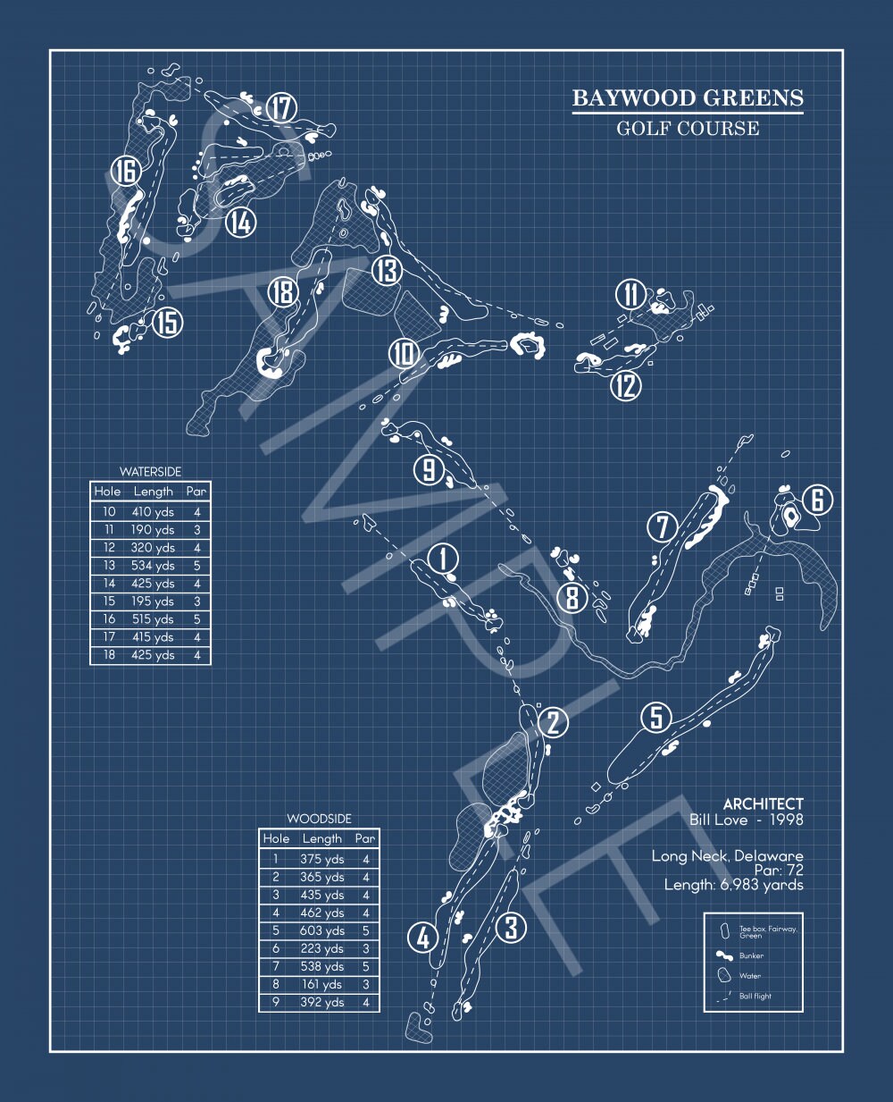 Baywood Greens Golf Course Blueprint (Print)