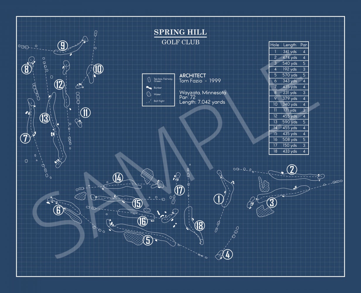 Spring Hill Golf Club Blueprint (Print)