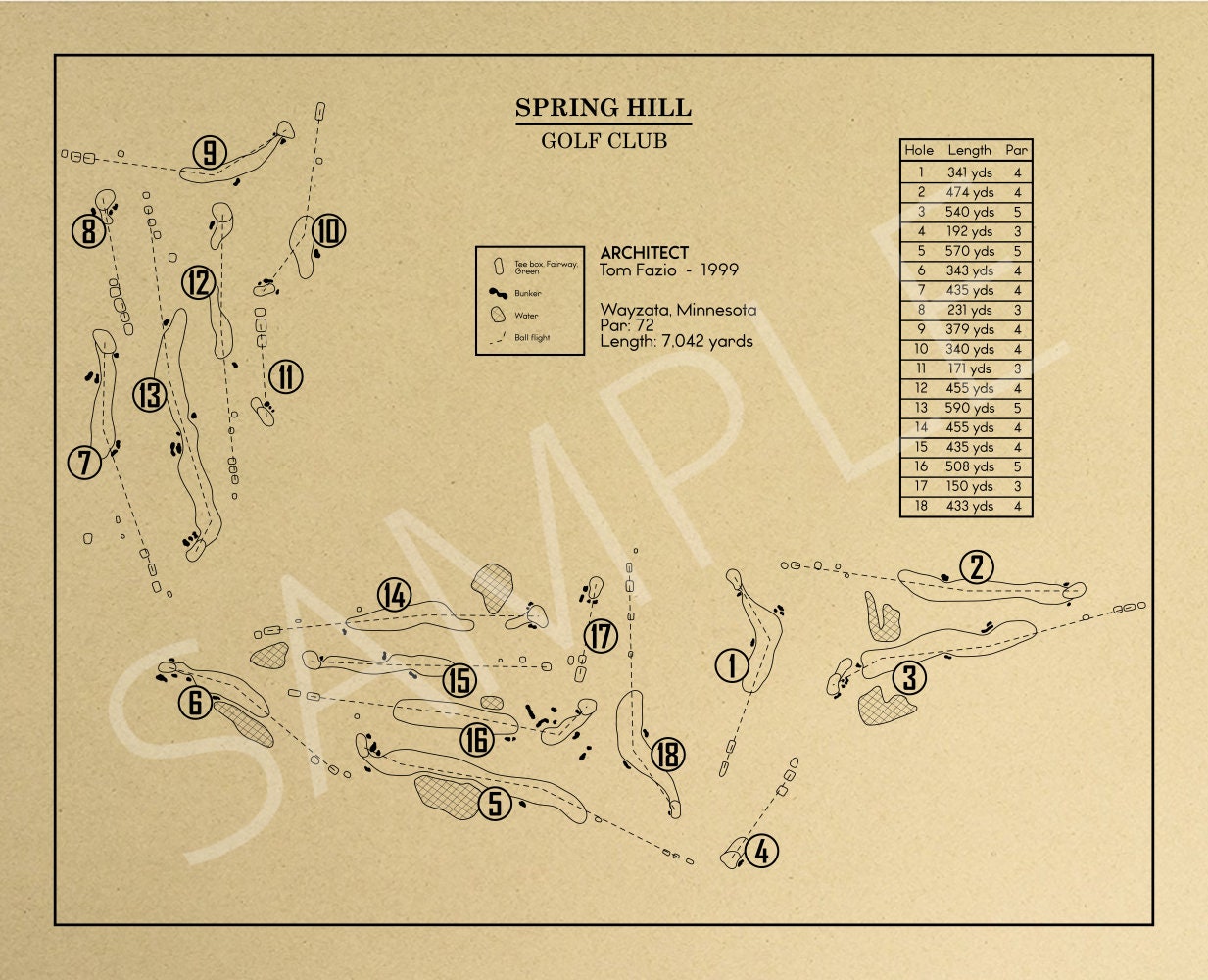 Spring Hill Golf Club Outline (Print)