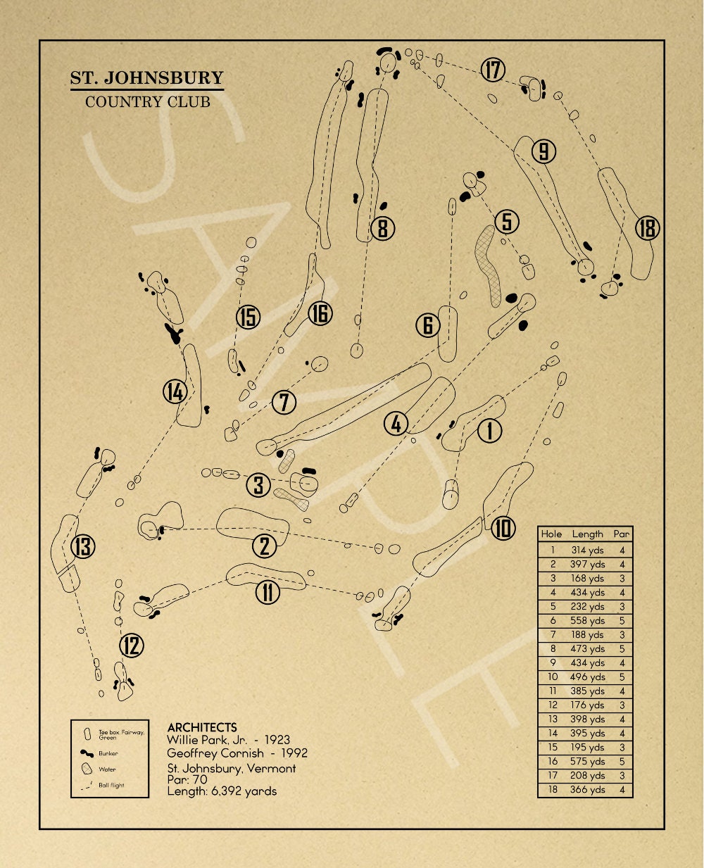 St. Johnsbury Country Club Outline (Print)