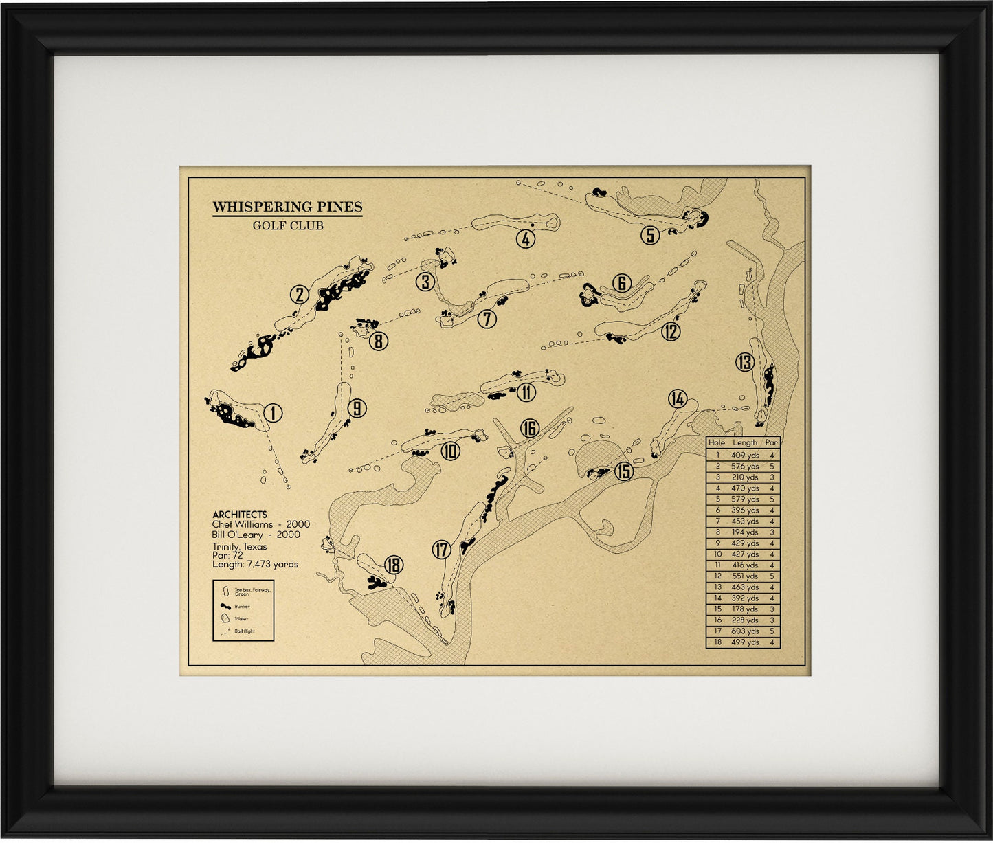 Whispering Pines Golf Club Outline (Print)