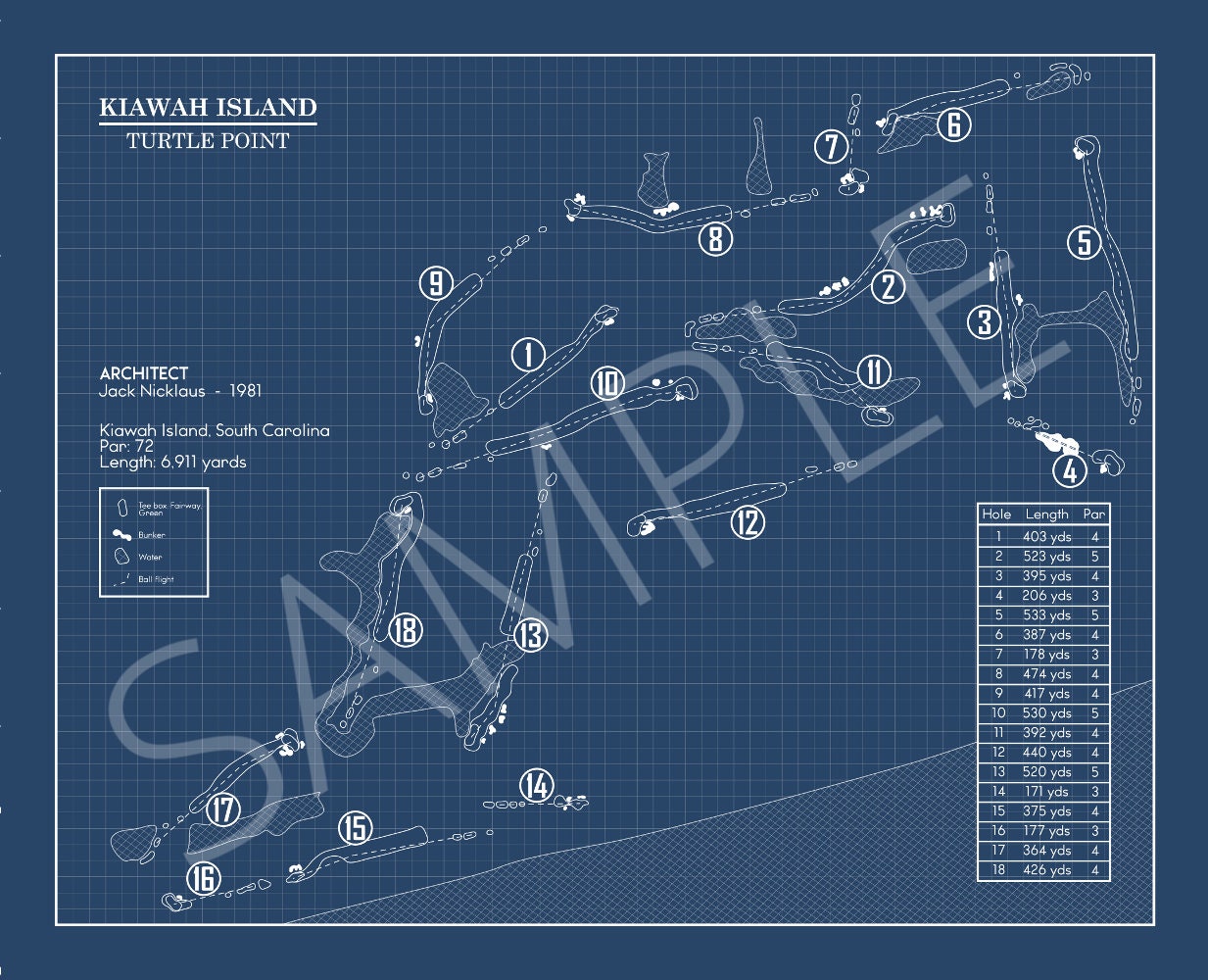 Turtle Point at Kiawah Island Blueprint (Print)