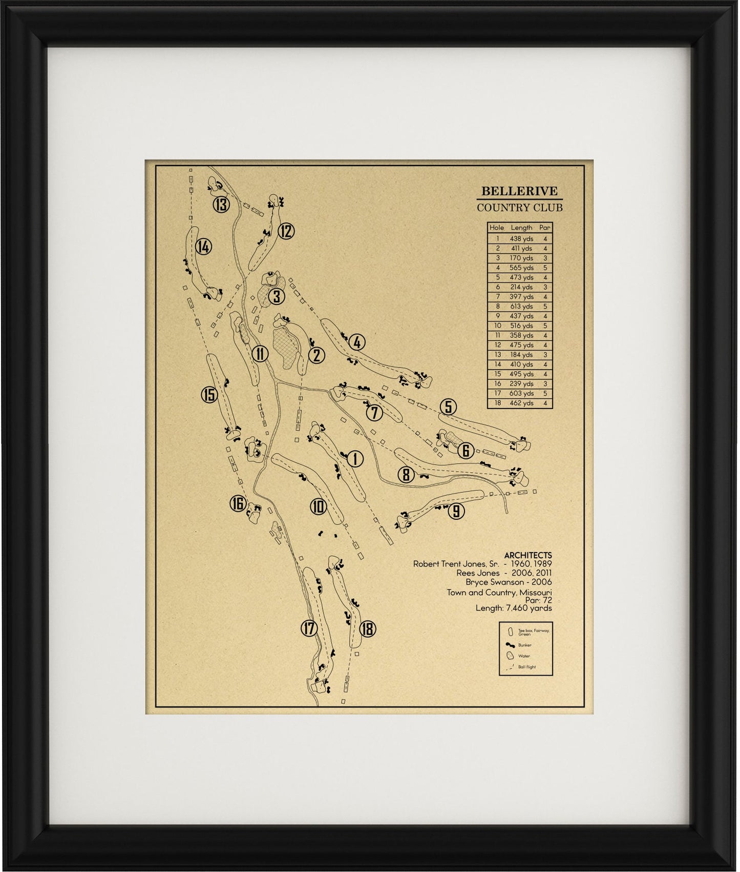 Bellerive Country Club Outline (Print)
