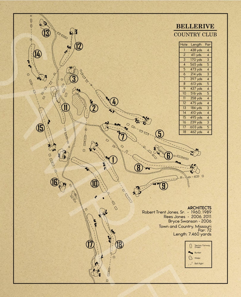 Bellerive Country Club Outline (Print)