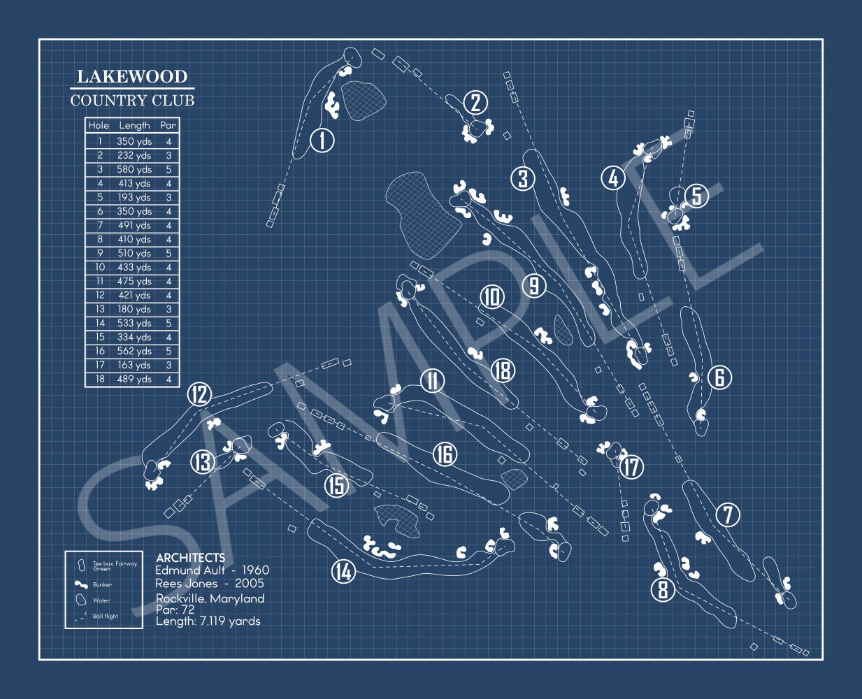 Lakewood Country Club Blueprint (Print)