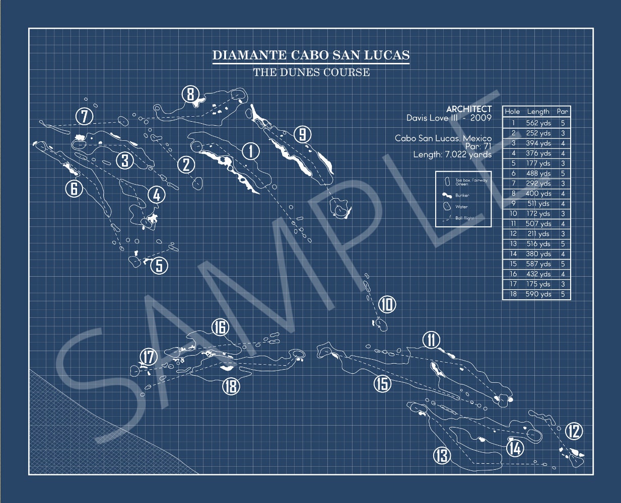 Diamante Cabo San Lucas Dunes Course Blueprint (Print)