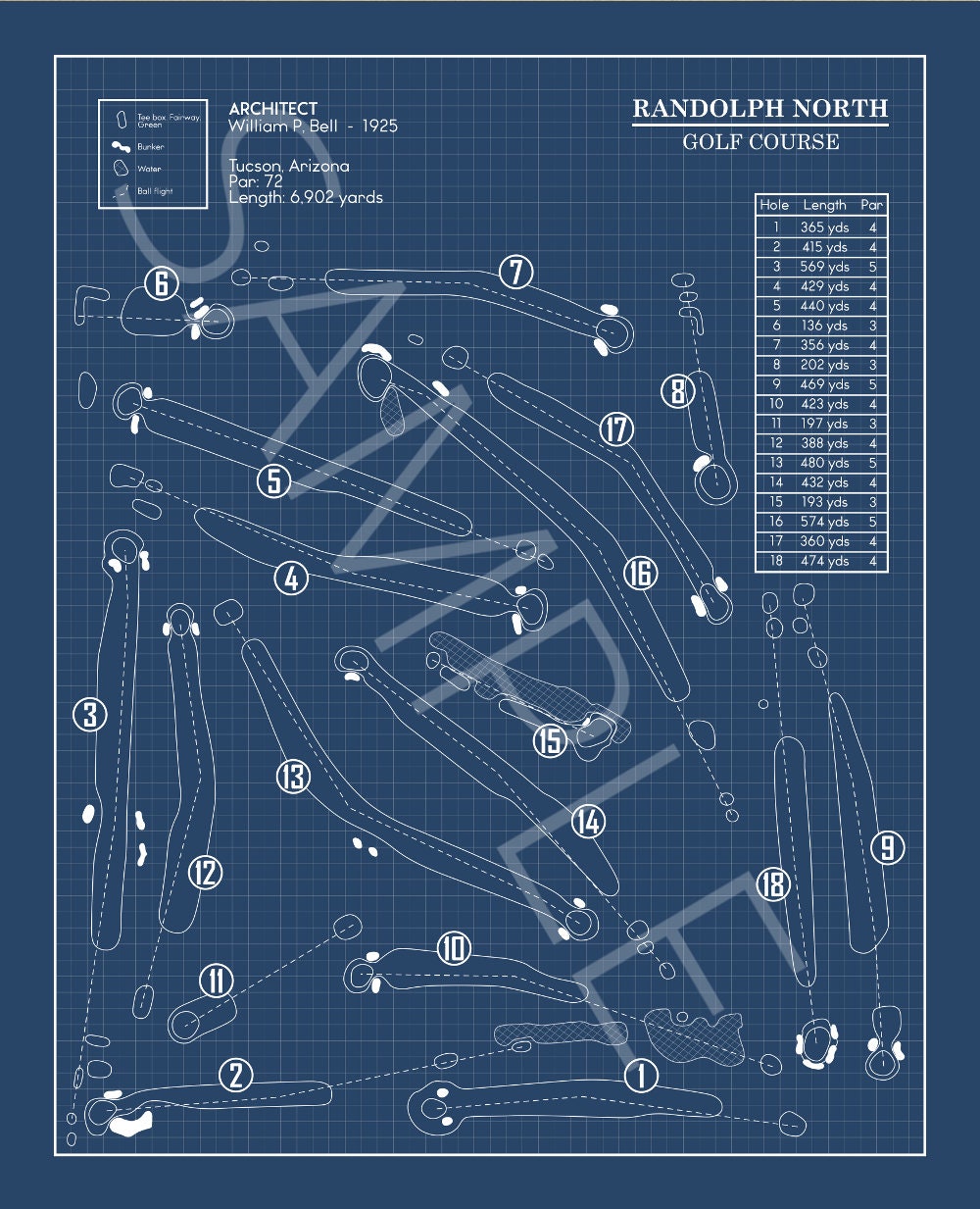 Randolph North Golf Course Blueprint (Print)