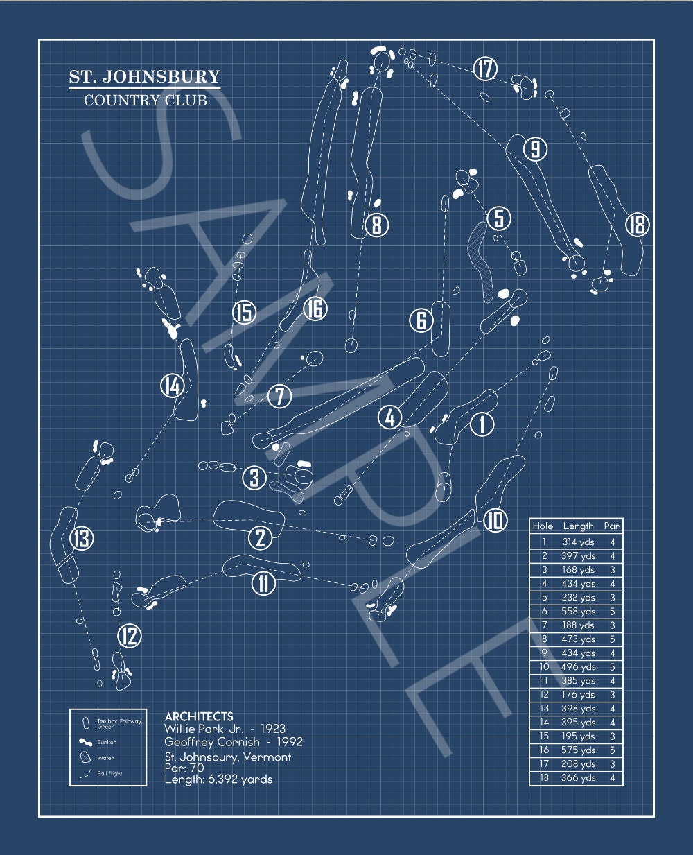 St. Johnsbury Country Club Blueprint (Print)