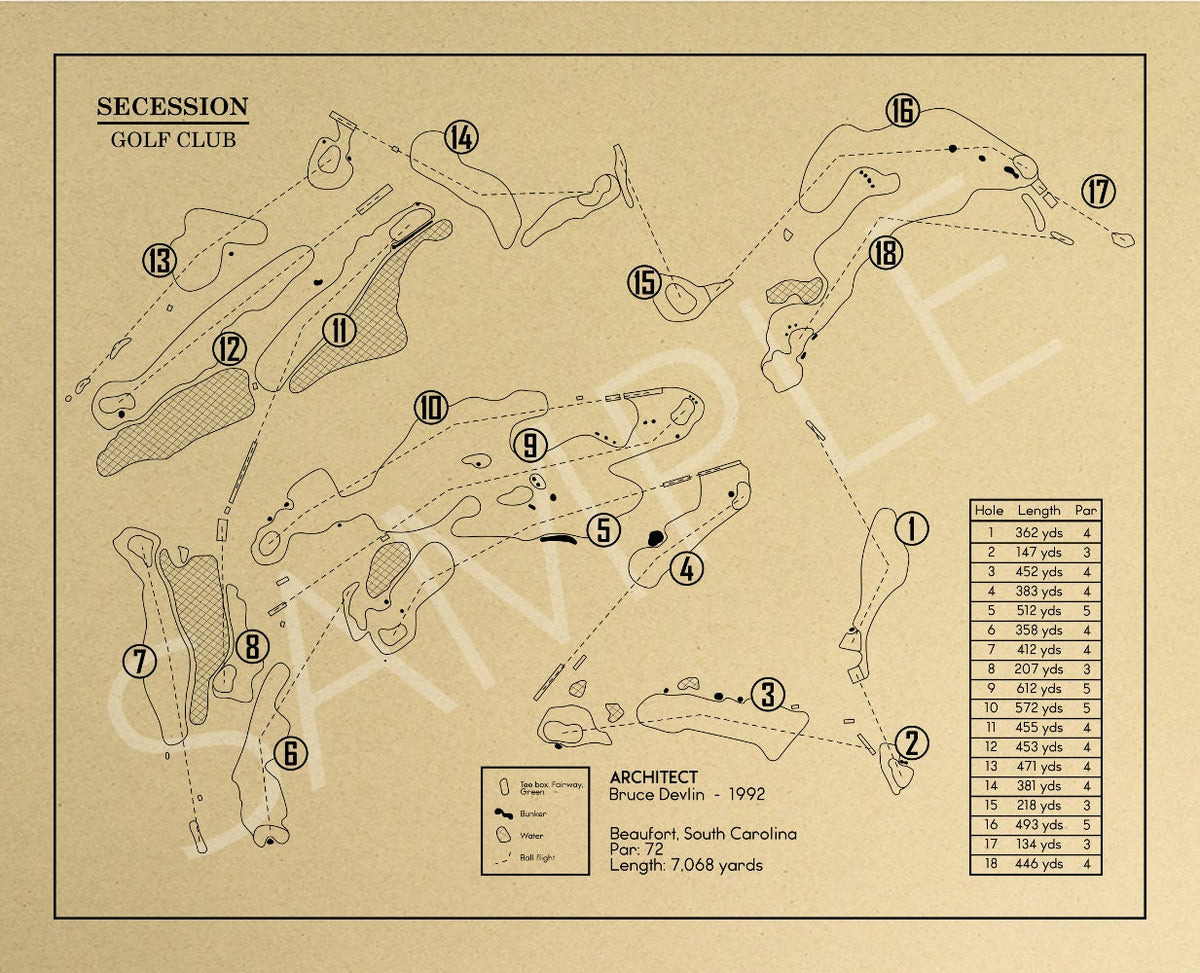 Secession Score Card Secession Golf Club Outline (Print) – GolfBlueprints