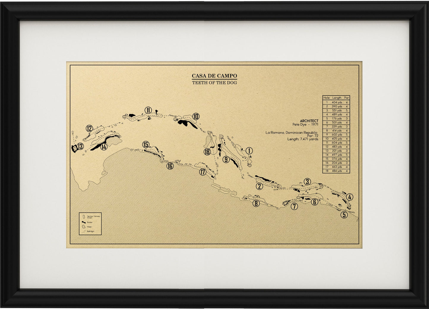 Teeth of the Dog Golf Course Outline (Print)