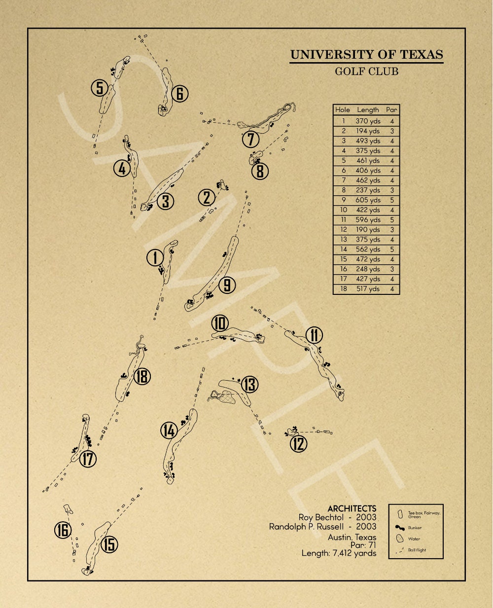 University of Texas Golf Club Outline (Print)