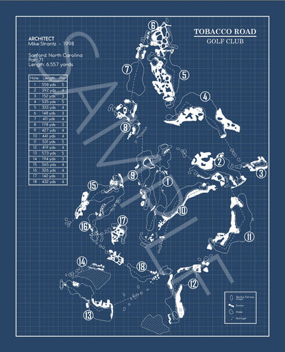 Tobacco Road Golf Club Blueprint (Print)