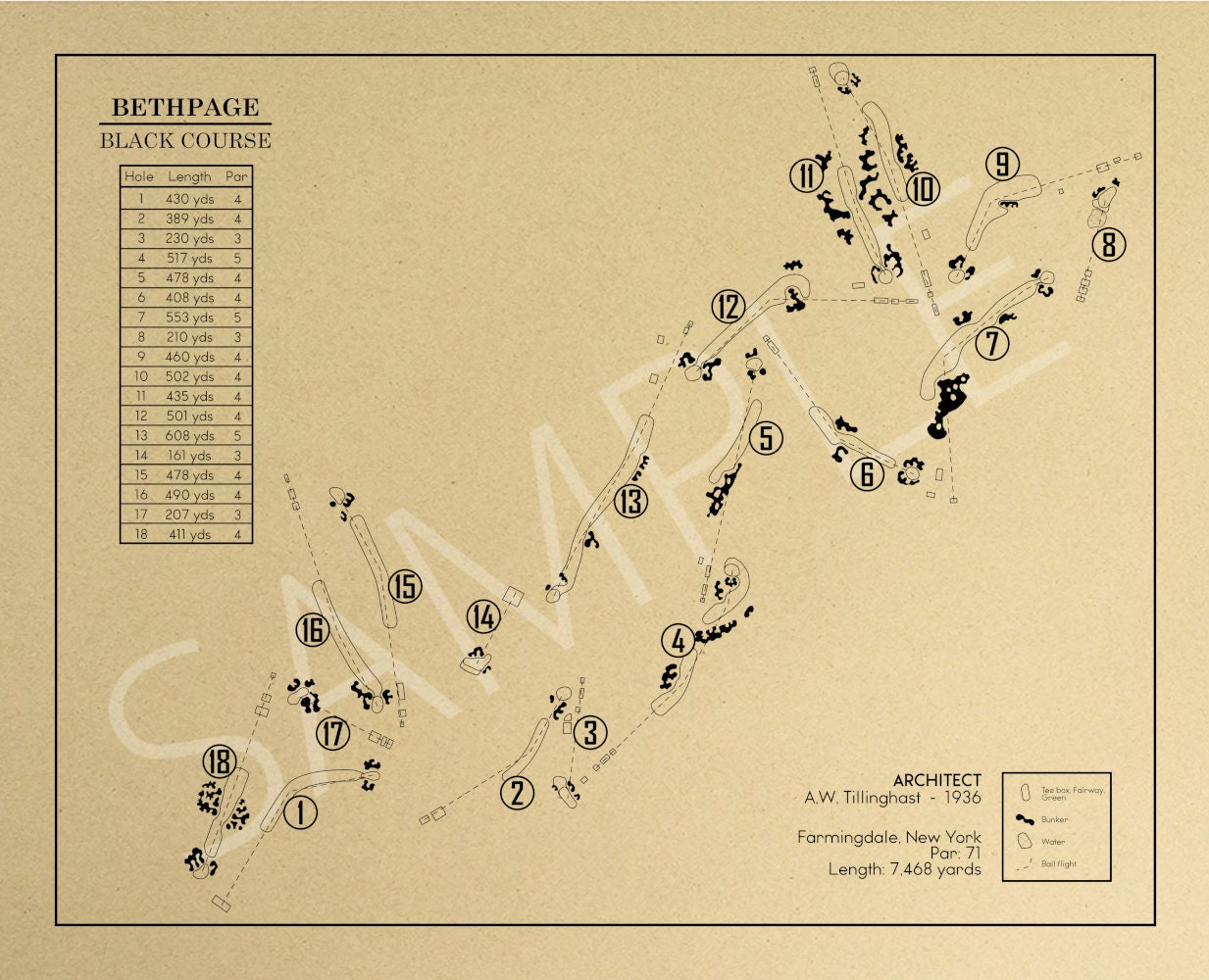 Bethpage Black Course Outline (Print) – GolfBlueprints